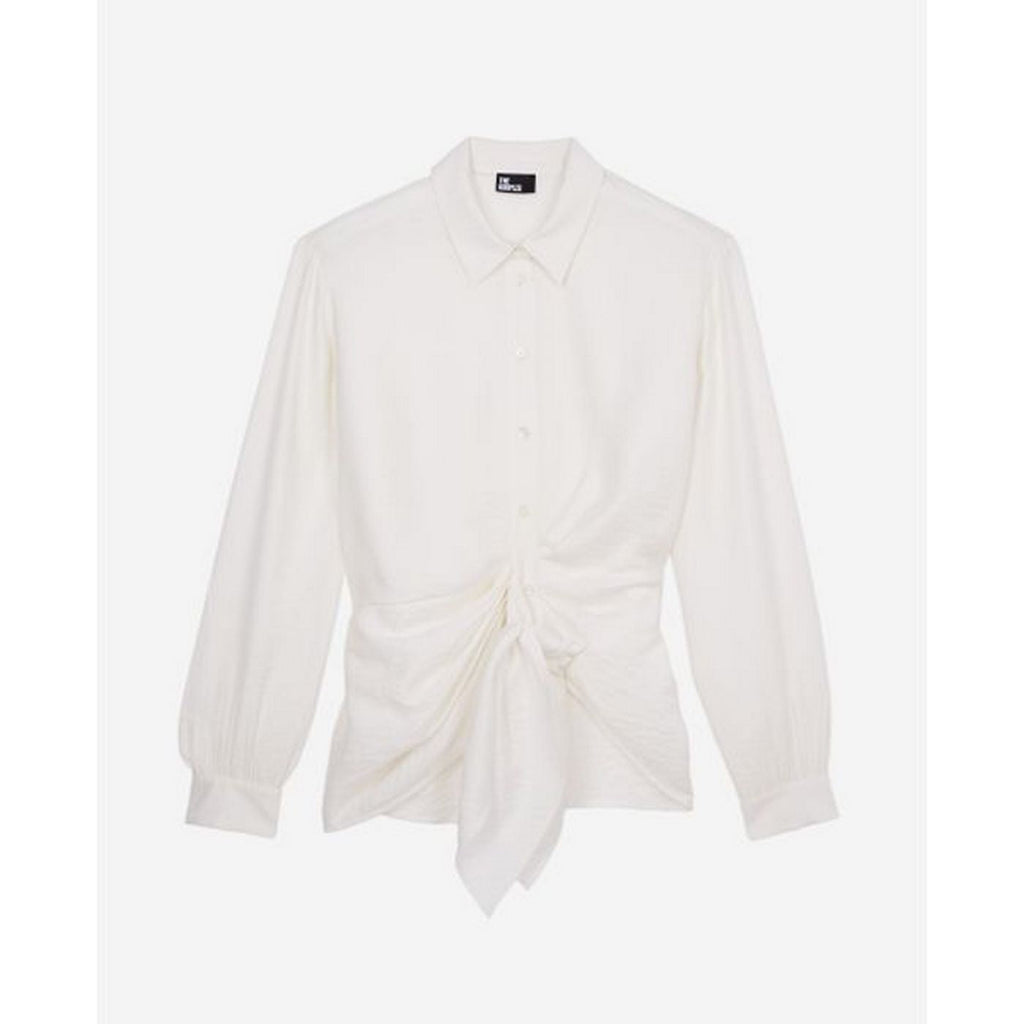 The Kooples - Knotted Draped Long-Sleeved Shirt - Women