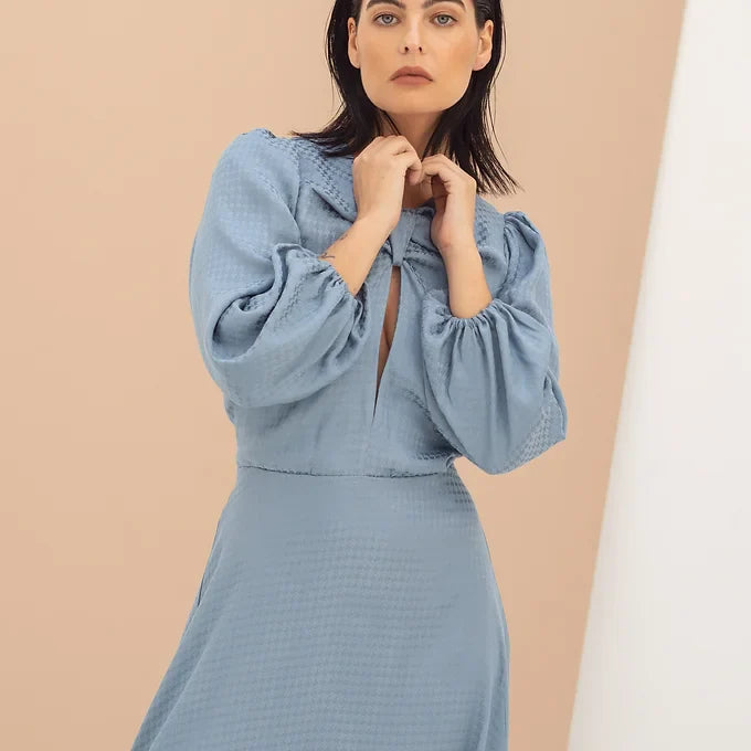 Robe Cher - Jacquard Bleu