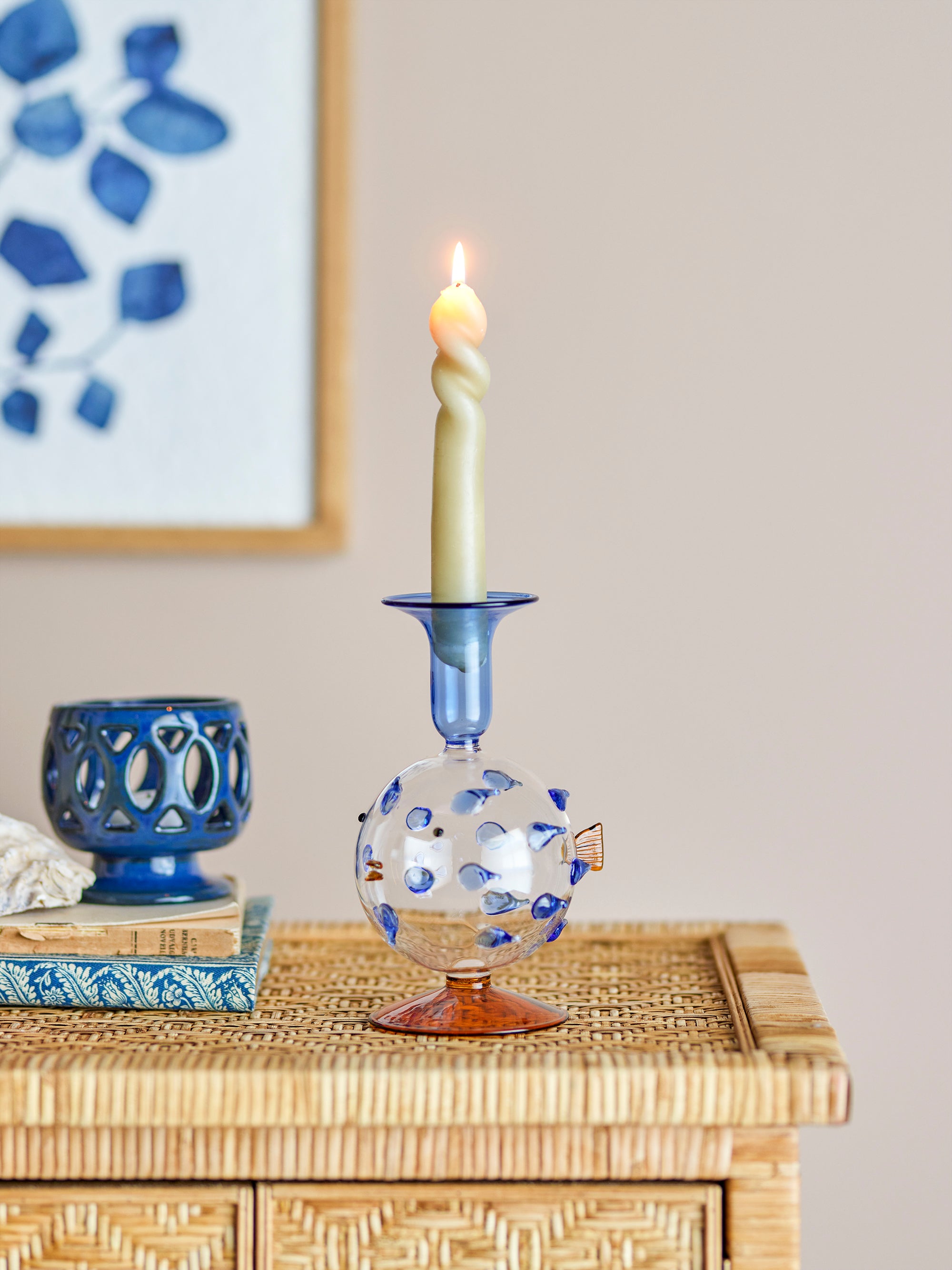 Phila - Bougeoir - Bleu - Verre