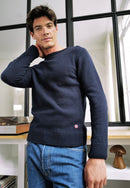 Pull Homme Bleu Marine En Maille - Jean Pull Marine
