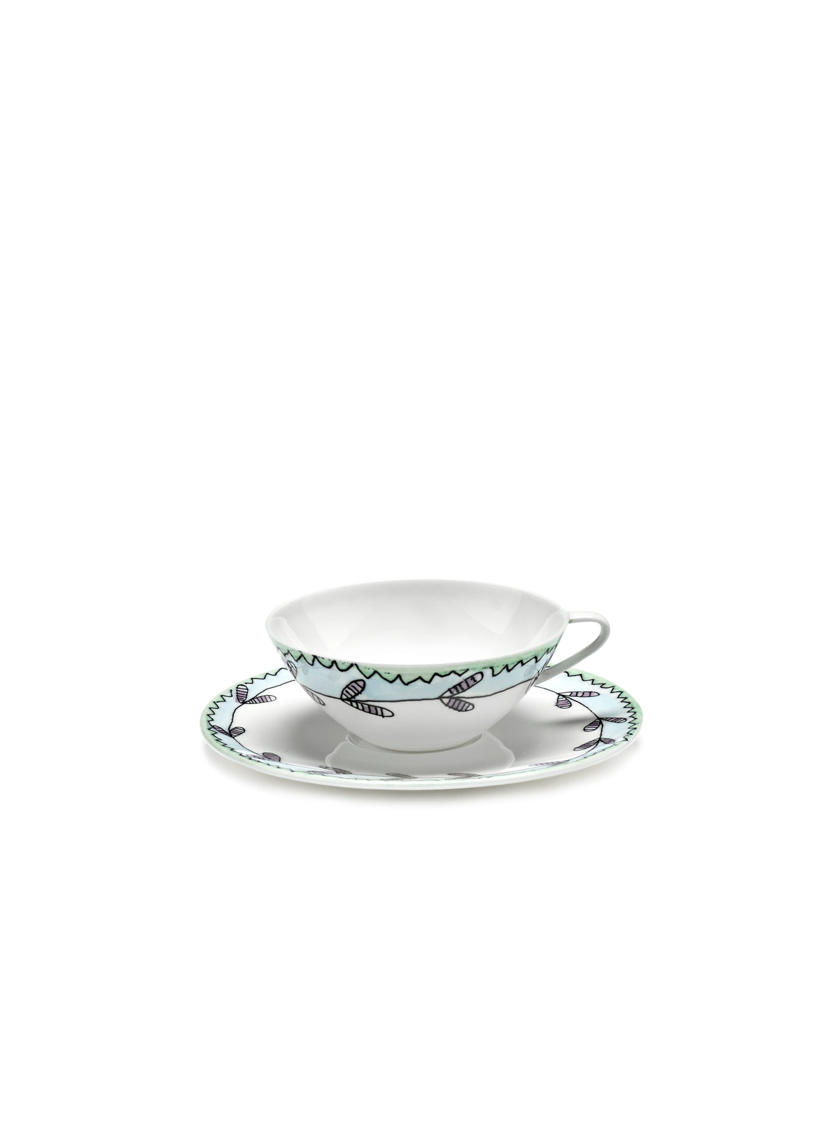 Midnight Flowers - Lot De 2 Tasses À Café Basses + Soucoupes - Porcelaine Bone China - Blossom Milk