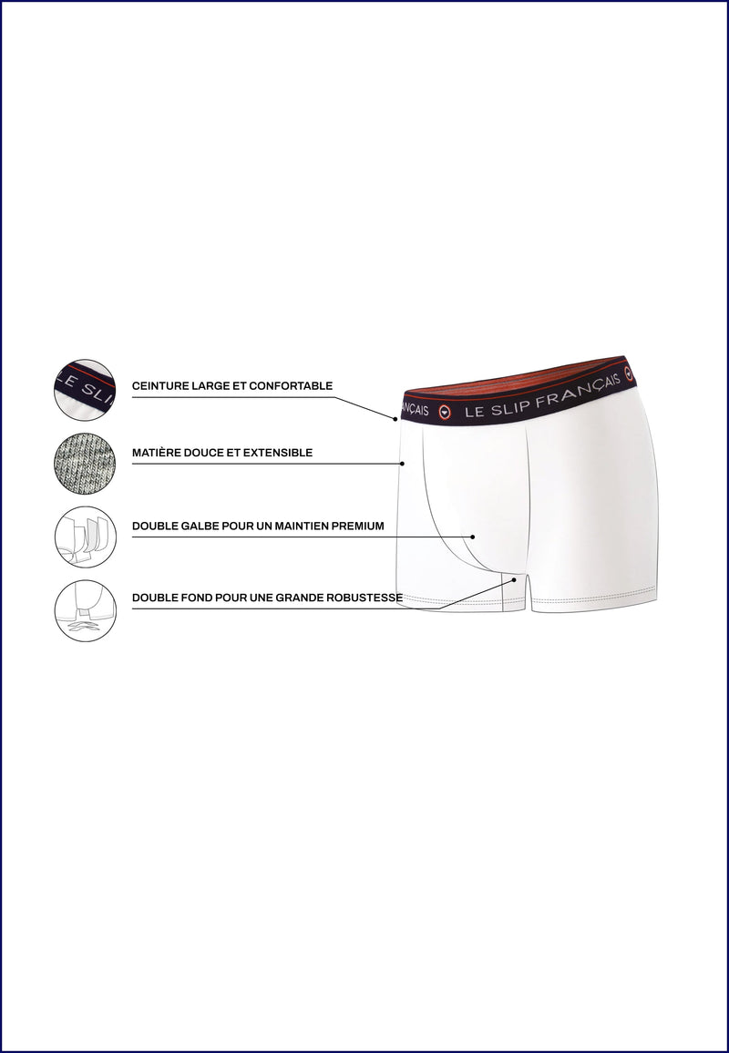 Lot De 3 Boxers En Coton - Boxers Bleu Marine Blanc Rouge