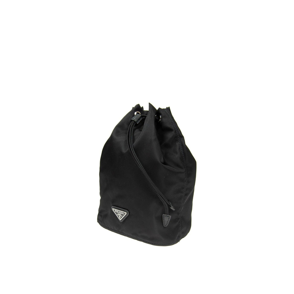 Prada - Clutch De Nylon Y Piel Con Cordón - Mujeres - Negro