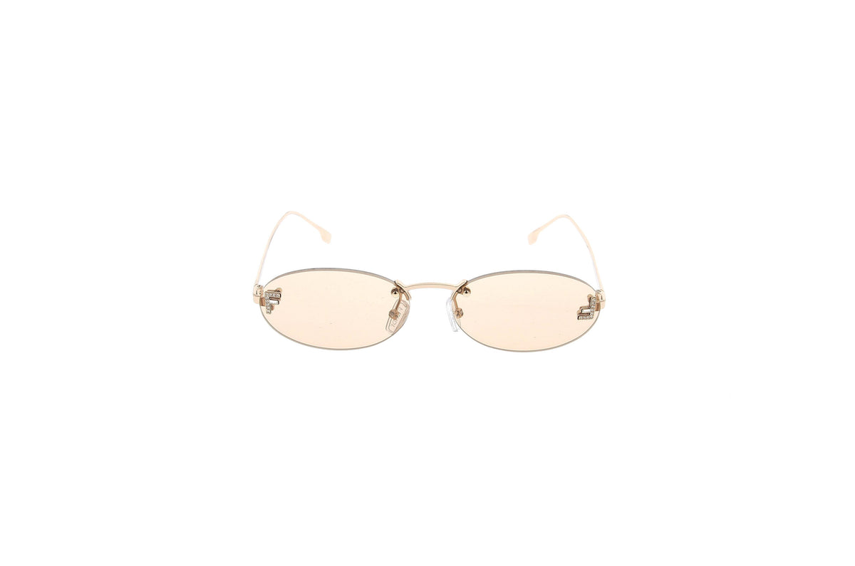 Luxury Eyewear – Lunettes De Soleil - Fendi, lunettes de soleil ovales à monture dorée et verres teintés pêche