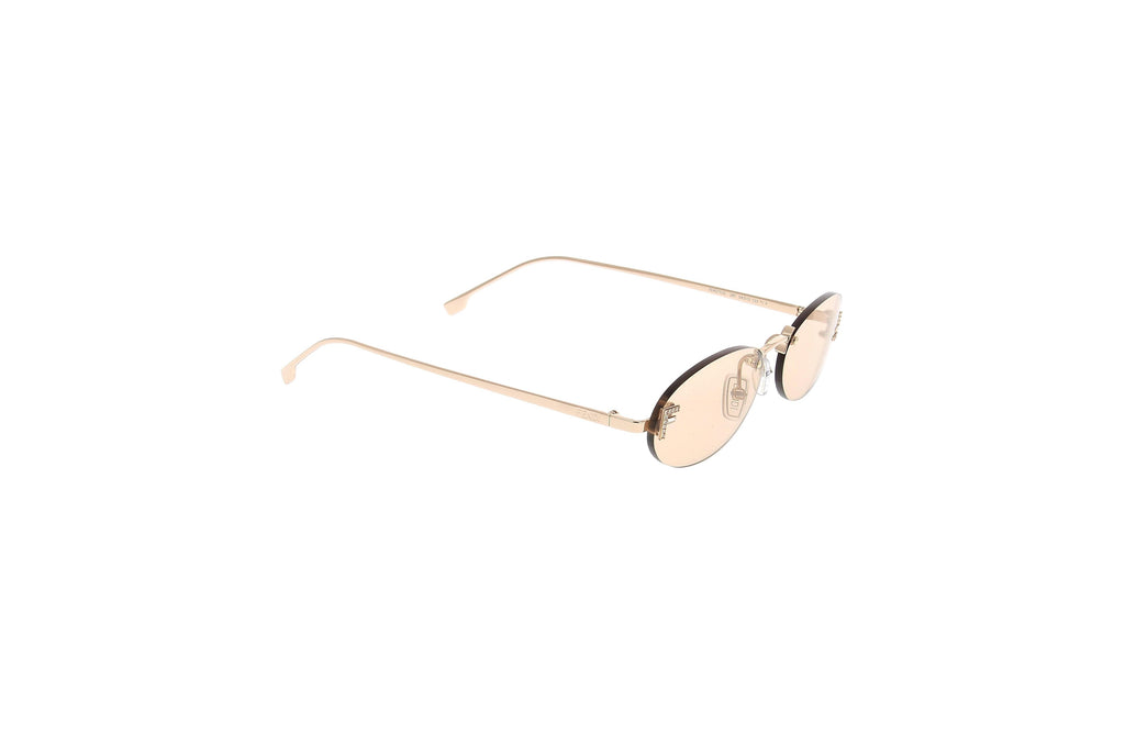 Luxury Eyewear – Lunettes De Soleil - Fendi, lunettes de soleil ovales à monture dorée et verres teintés marron