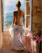 Peinture Par Numéros - Femme Dénudée Et Grand Soleil