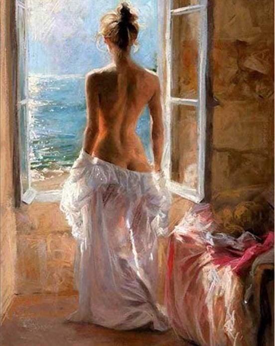 Peinture Par Numéros - Femme Dénudée Et Grand Soleil