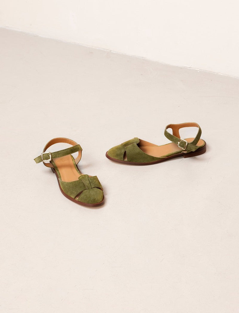 Amandine Flat Sandals - Olive - Women