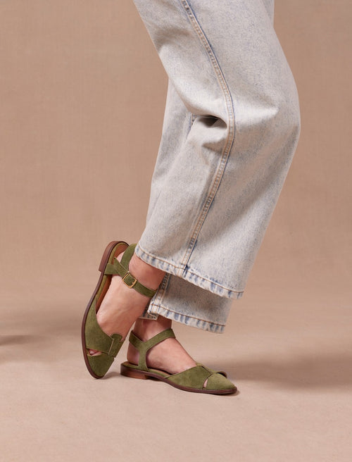 Sandales Plates Amandine - Olive - Femme