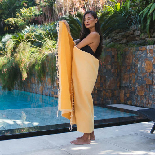 Fouta Forrada Terry - Amarillo Mostaza