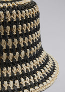 Hat La Phoebe Stripe Straw Hat - Black - Women