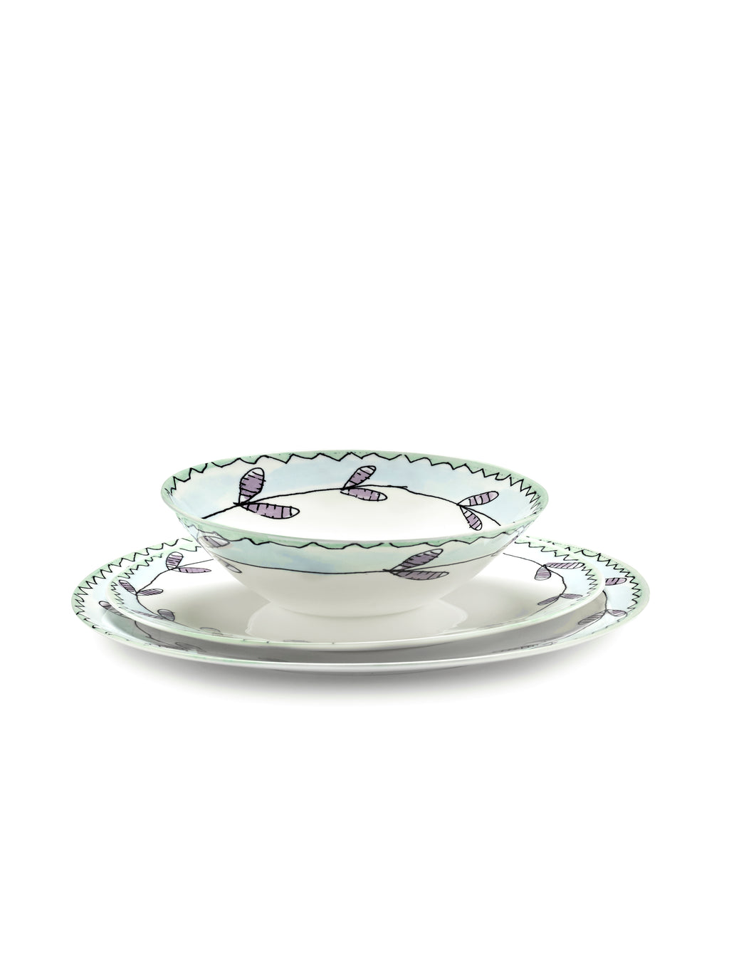 Midnight Flowers - Lot De 2 Bols Bas - M - Porcelaine Bone China - Blossom Milk