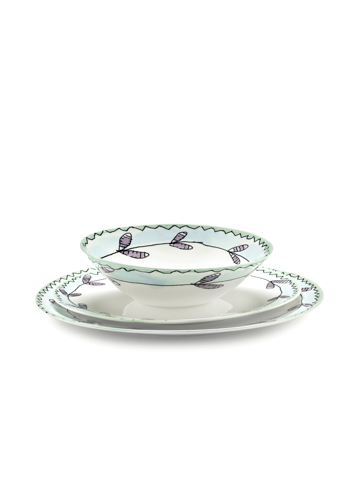 Midnight Flowers - Lot De 2 Bols Bas - M - Porcelaine Bone China - Blossom Milk