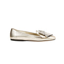 Fiocco Sahara Flat Moccasin in metallic leather with bow detail, designed for comfort and style this Fall.