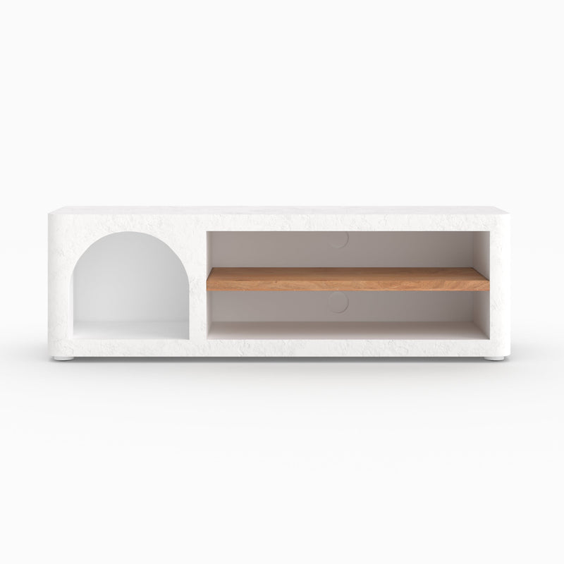 Meuble TV Fira en plâtre blanc cassé 140 cm