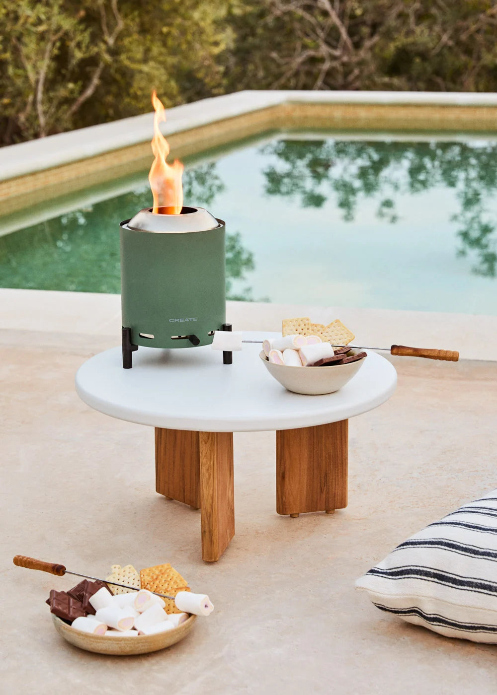 Fire Pit Compact - Brasero De Mesa 1,5 kW De Exterior De Pellets Sin Humo - Verde