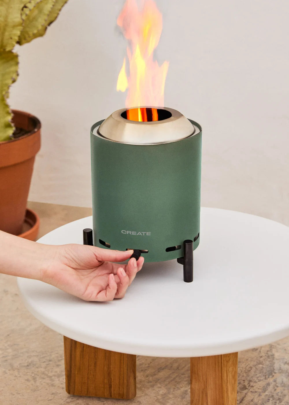 Fire Pit Compact - Brasero De Mesa 1,5 kW De Exterior De Pellets Sin Humo - Verde