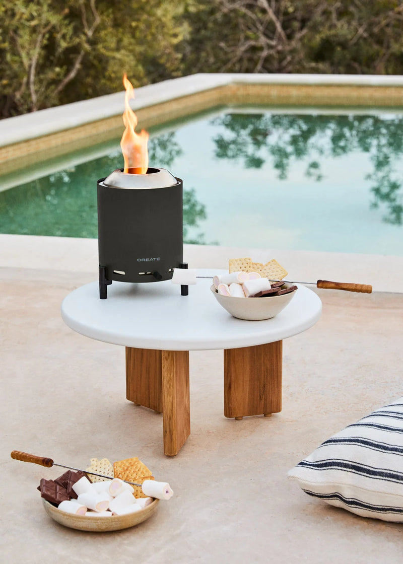 Fire Pit Compact - 1.5 Kw Outdoor Table Brazier with Smokeless Pellet - Black