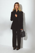 Blazer Fitted High Collar Chenille - Noir