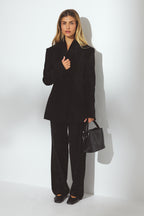 Blazer Fitted High Collar Chenille - Noir