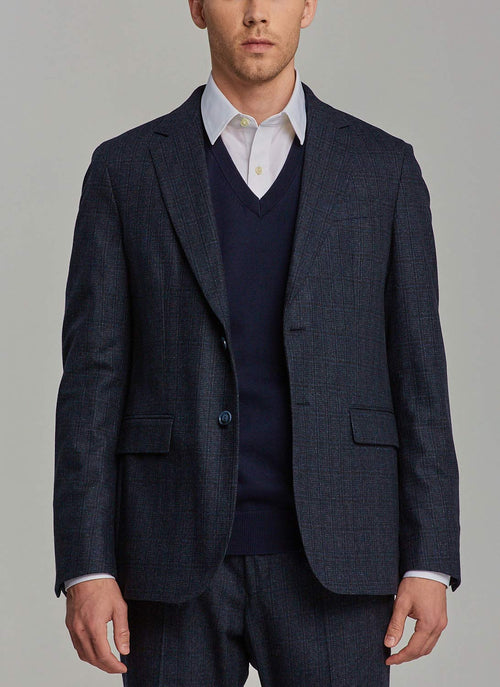 Gant - Blazer De Costume À Carreaux - Evening Blue - Homme