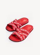 Balmain - Sandales Élastiques Logo - Rouge Blanc - Femme