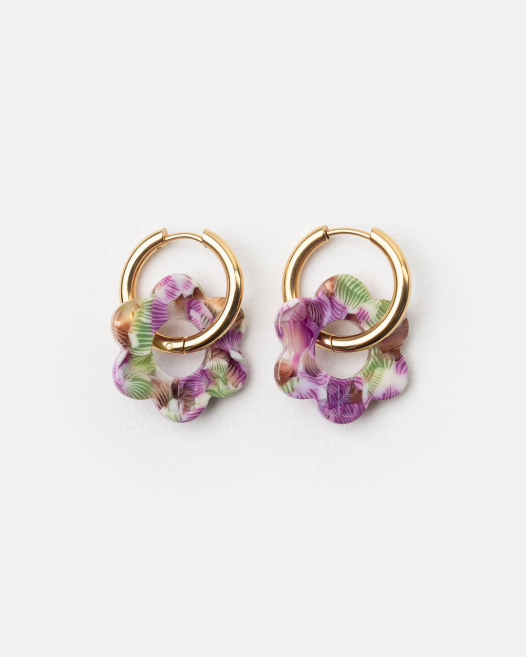 Boucles D'Oreilles Baby Fleurette - Magenta Et Vert