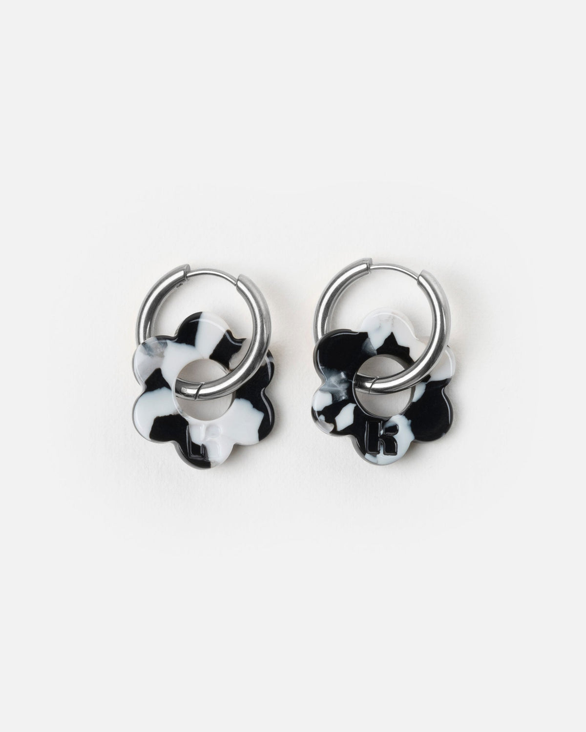 Boucles D'Oreilles Baby Fleurette - Noir Et Blanc