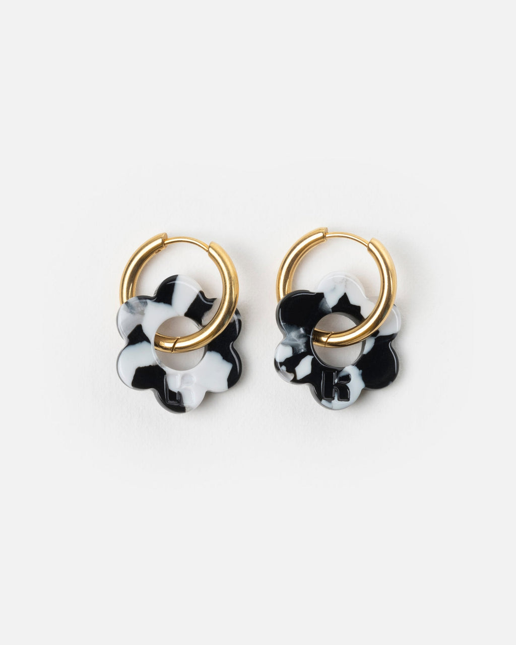 Boucles D'Oreilles Baby Fleurette - Noir Et Blanc