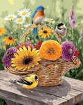 Peinture Par Numéros - Fleurs Dans Un Panier Et Oiseaux