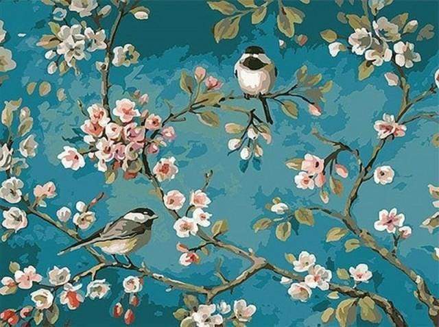Pintura por números - Flores y pájaros 2