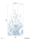 Muurschildering Flora - Bleu Antique