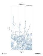Muurschildering Flora - Bleu Antique