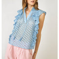 Berenice - Sky Blue Embroidered Top