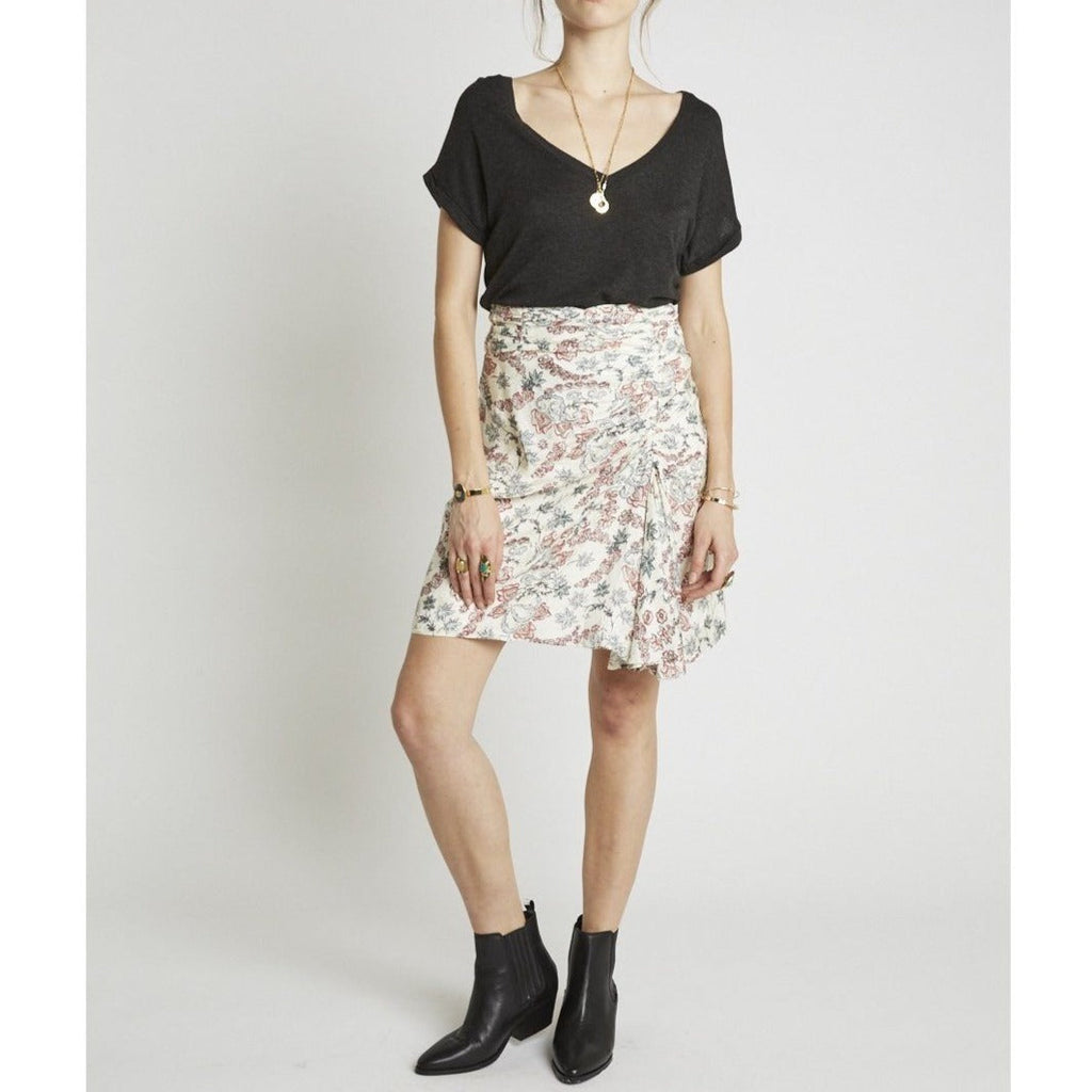 Berenice - Falda Recta Cruda y Coral