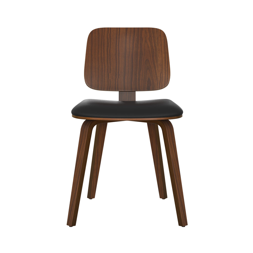 Flow - Set of 2 Chairs in Walnut Veneered Wood and Black Pu