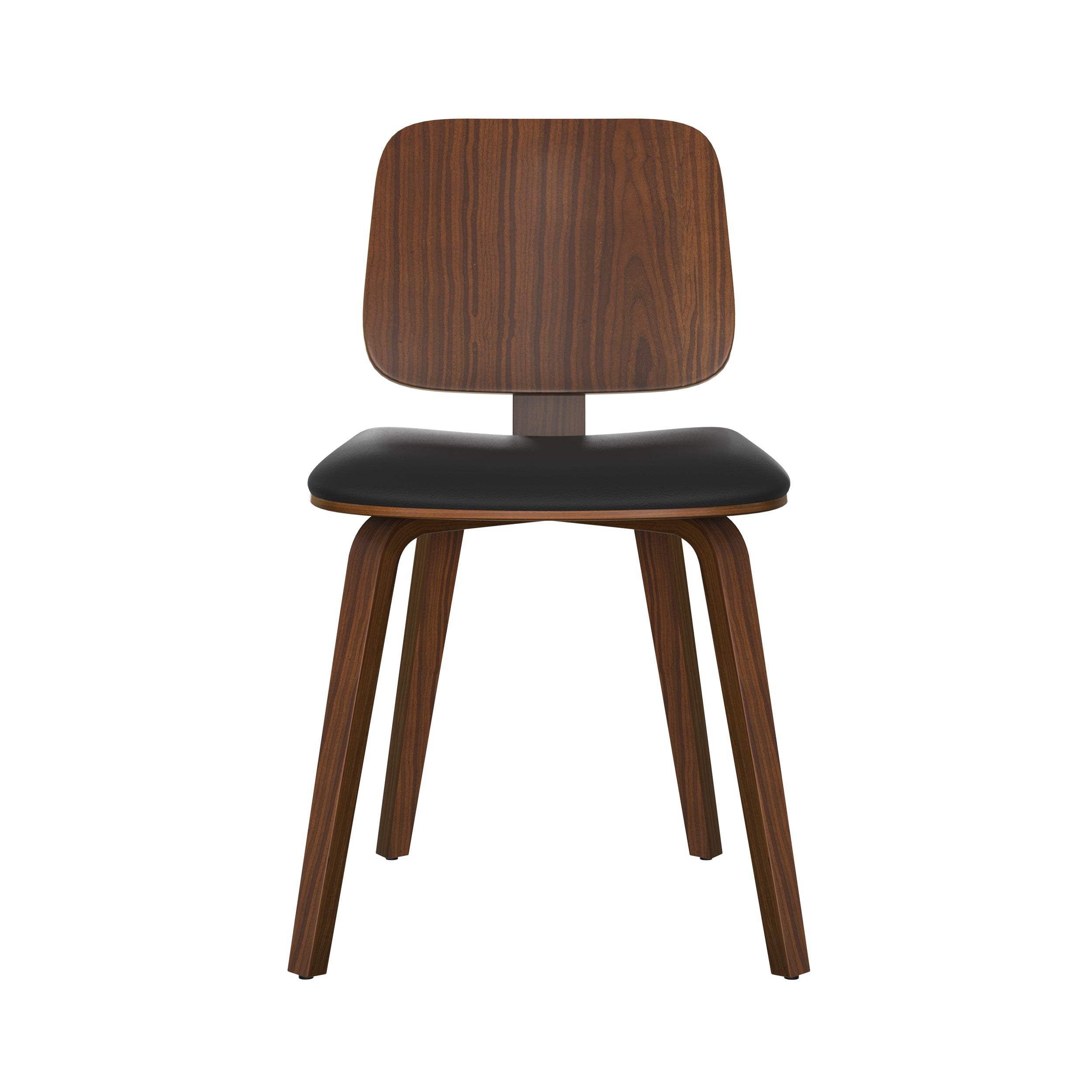 Flow - Set of 2 Chairs in Walnut Veneered Wood and Black Pu