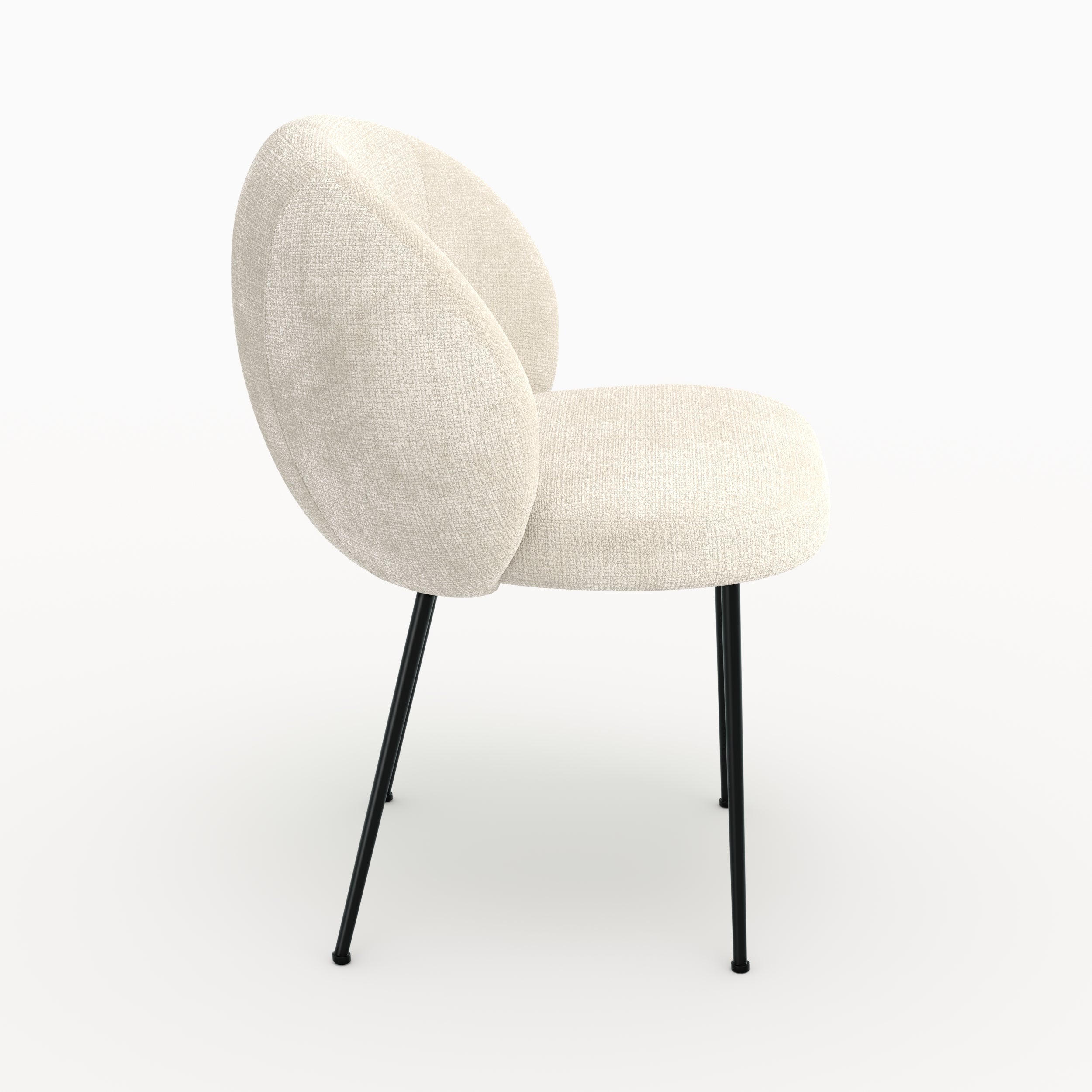 Bloomy - Silla De Terciopelo De Chenilla Color Crudo Y Metal Negro