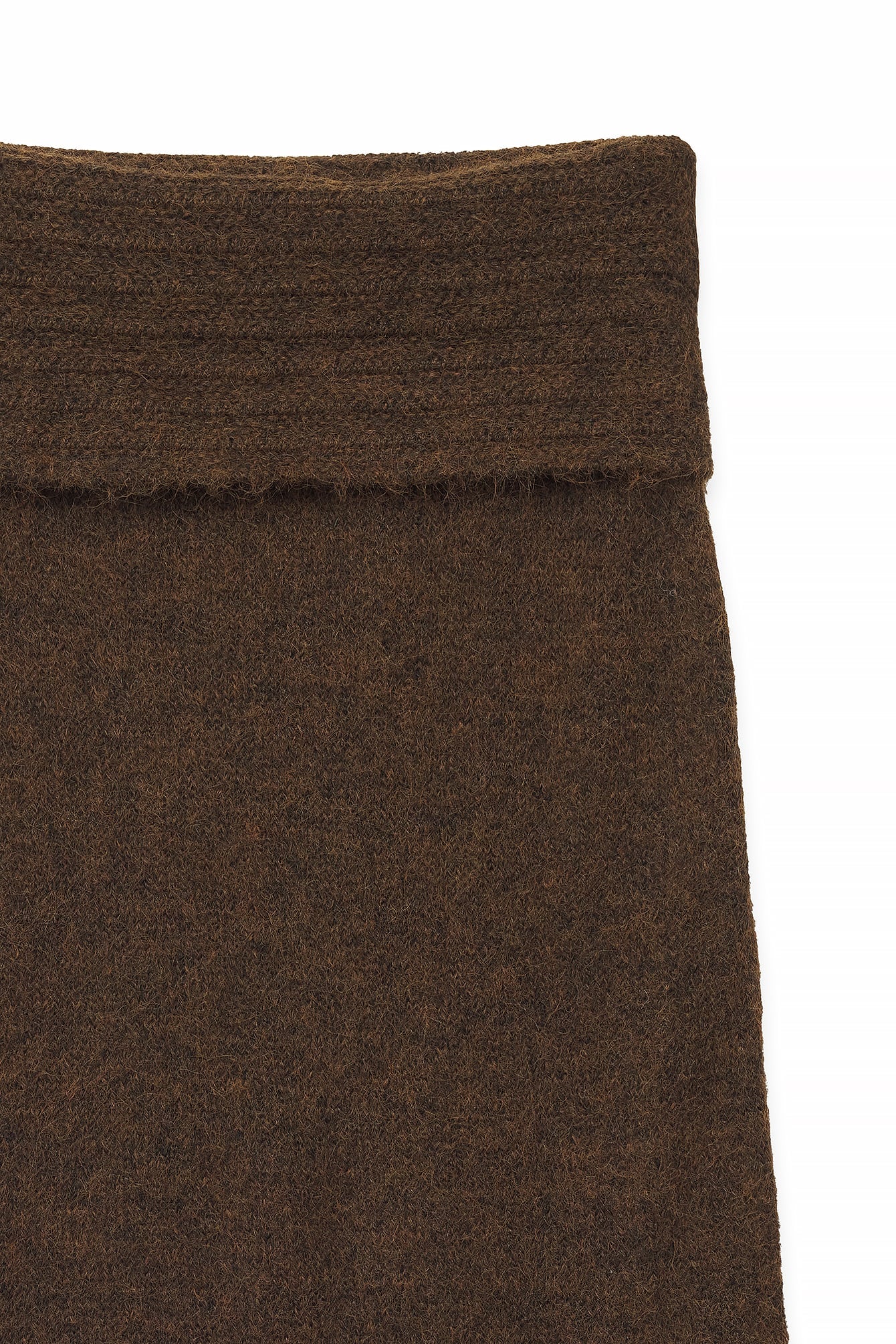 Jupe Longue En Maille À Taille Pliée Marron