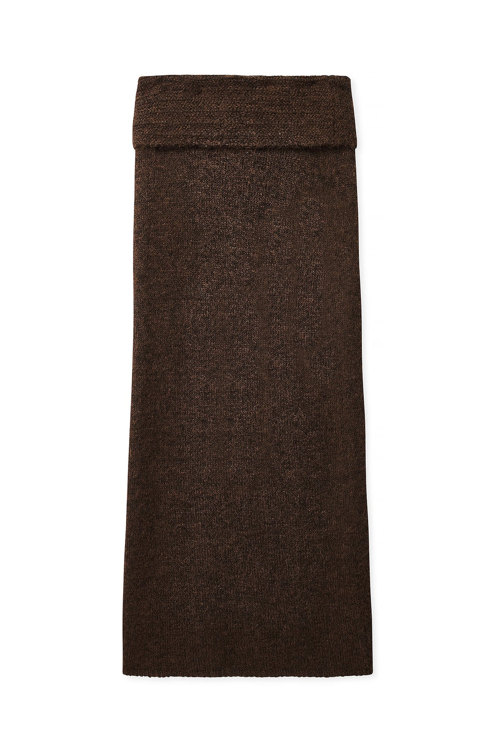 Jupe Longue En Maille À Taille Pliée Marron