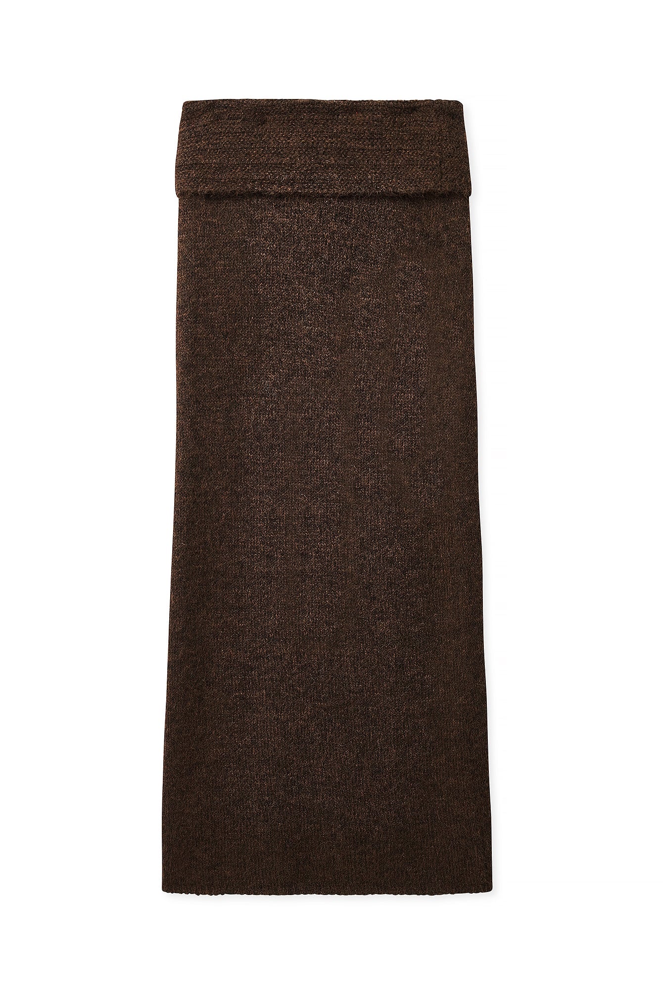 Jupe Longue En Maille À Taille Pliée Marron