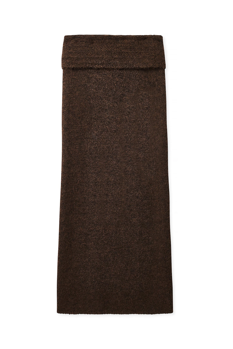 Jupe Longue En Maille À Taille Pliée Marron