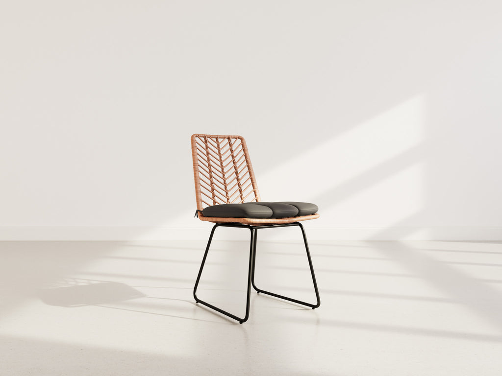 Forenza - Set Of 4 Chairs - Rattan Effect/Wood And Black Colour - Black / Wood