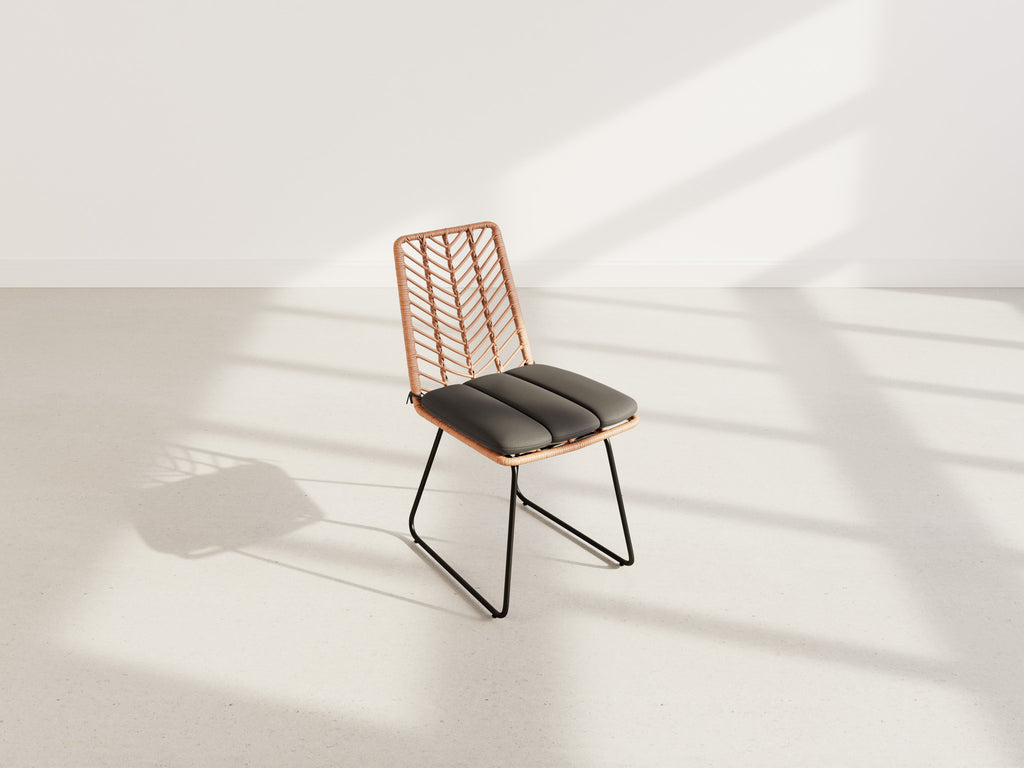 Forenza - Set Of 4 Chairs - Rattan Effect/Wood And Black Colour - Black / Wood