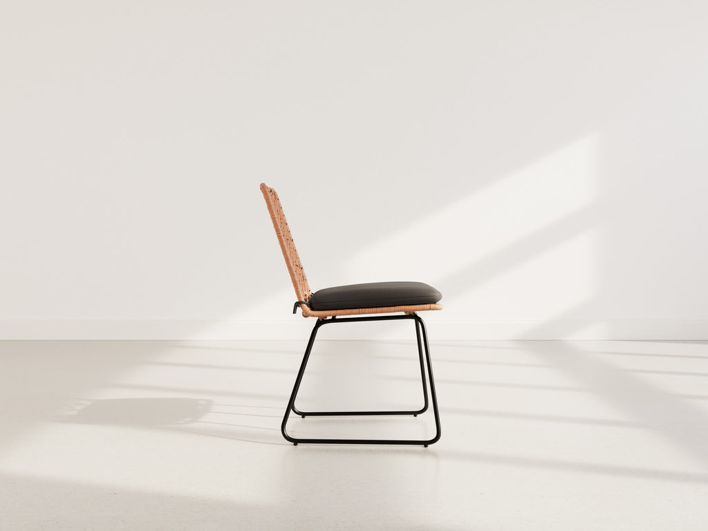Forenza - Set Of 4 Chairs - Rattan Effect/Wood And Black Colour - Black / Wood