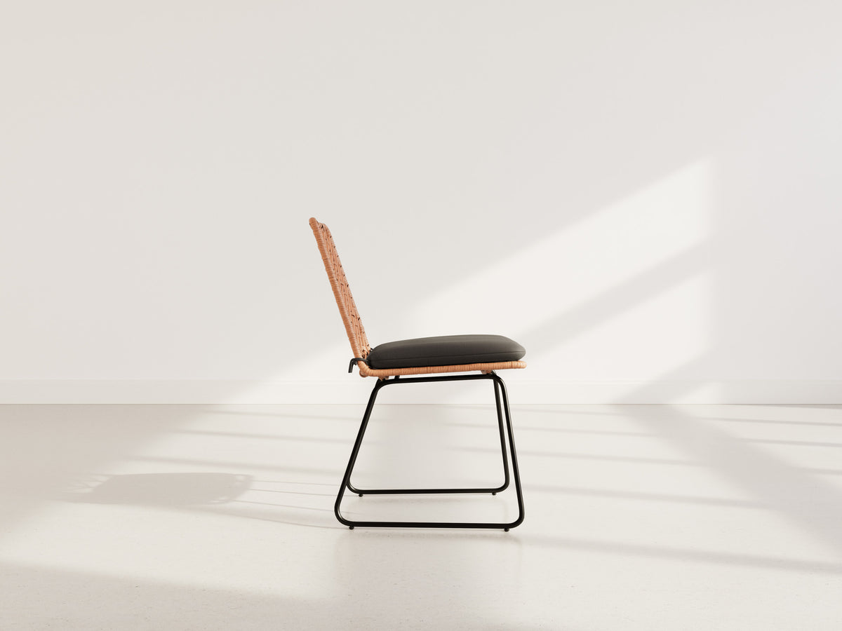 Forenza - Set Of 4 Chairs - Rattan Effect/Wood And Black Colour - Black / Wood