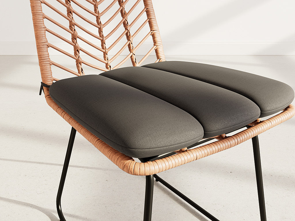 Forenza - Set Of 4 Chairs - Rattan Effect/Wood And Black Colour - Black / Wood