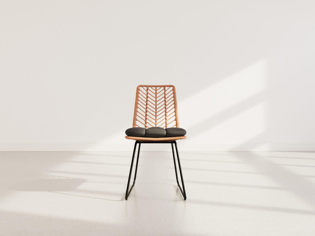 Forenza - Set Of 4 Chairs - Rattan Effect/Wood And Black Colour - Black / Wood