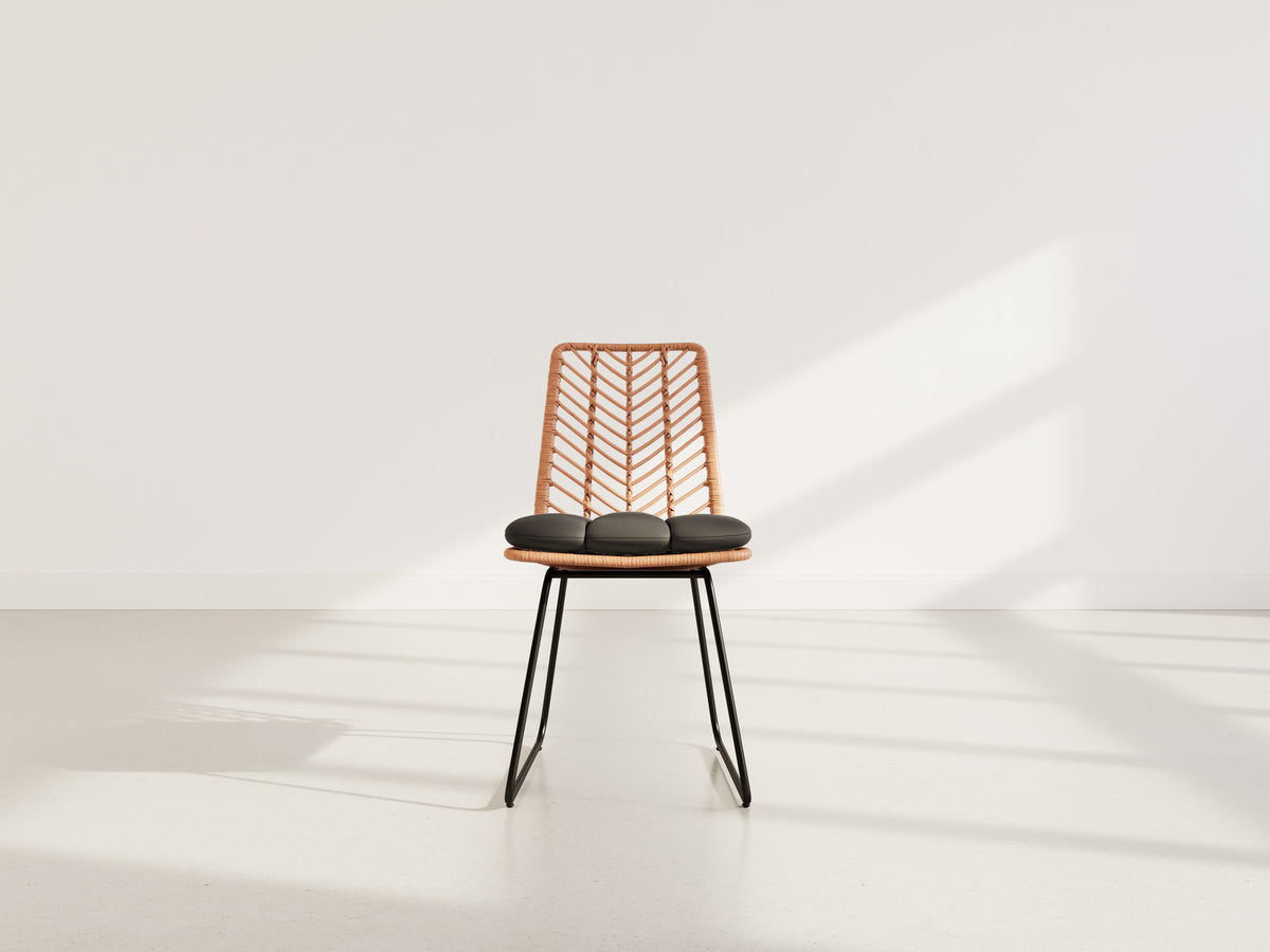 Forenza - Set Of 4 Chairs - Rattan Effect/Wood And Black Colour - Black / Wood