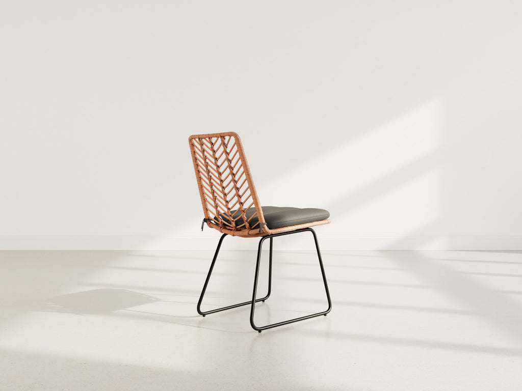 Forenza - Set Of 4 Chairs - Rattan Effect/Wood And Black Colour - Black / Wood
